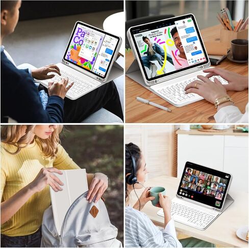 حافظة لوحة المفاتيح لجهاز iPad (A16) الجيل الحادي عشر مقاس 11 بوصة 2025 والآيباد الجيل العاشر 10.9 بوصة 2022 مع حامل | لوحة مفاتيح بلوتوث لاسلكية قابلة للفصل | غلاف خلفي ناعم من مادة TPU | النوم/الاستيقاظ التلقائي (رمادي) in Kuwait