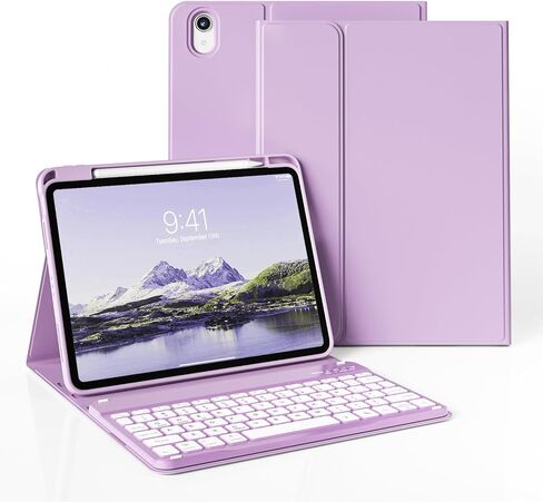 حافظة لوحة المفاتيح لجهاز iPad (A16) الجيل الحادي عشر مقاس 11 بوصة 2025 والآيباد الجيل العاشر 10.9 بوصة 2022 مع حامل | لوحة مفاتيح بلوتوث لاسلكية قابلة للفصل | غلاف خلفي ناعم من مادة TPU | النوم/الاستيقاظ التلقائي (رمادي) in Saudi Arabia