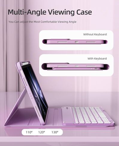 حافظة لوحة المفاتيح لجهاز iPad (A16) الجيل الحادي عشر مقاس 11 بوصة 2025 والآيباد الجيل العاشر 10.9 بوصة 2022 مع حامل | لوحة مفاتيح بلوتوث لاسلكية قابلة للفصل | غلاف خلفي ناعم من مادة TPU | النوم/الاستيقاظ التلقائي (رمادي) in Saudi Arabia