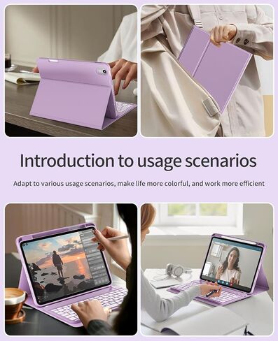 حافظة لوحة المفاتيح لجهاز iPad (A16) الجيل الحادي عشر مقاس 11 بوصة 2025 والآيباد الجيل العاشر 10.9 بوصة 2022 مع حامل | لوحة مفاتيح بلوتوث لاسلكية قابلة للفصل | غلاف خلفي ناعم من مادة TPU | النوم/الاستيقاظ التلقائي (رمادي) in Saudi Arabia
