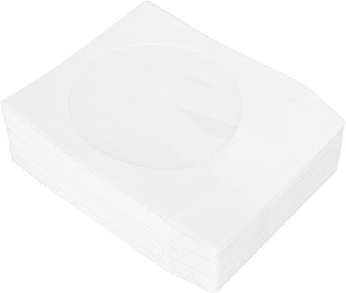 Fydun Premium CD DVD Sleeves with Rear Flap Design - 100Pcs Thick Paper Envelopes 4.7in Discs - Clear Window Easy Sorting and Storage in Saudi Arabia