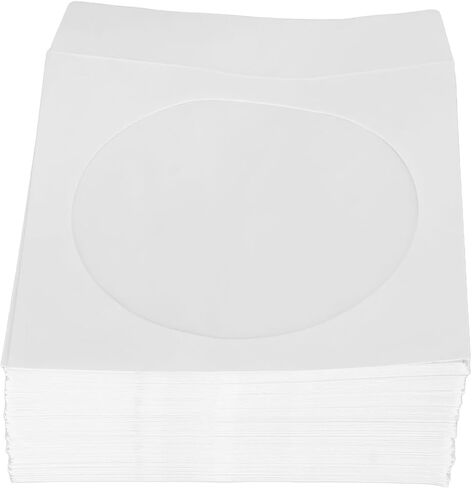 Fydun Premium CD DVD Sleeves with Rear Flap Design - 100Pcs Thick Paper Envelopes 4.7in Discs - Clear Window Easy Sorting and Storage in Saudi Arabia