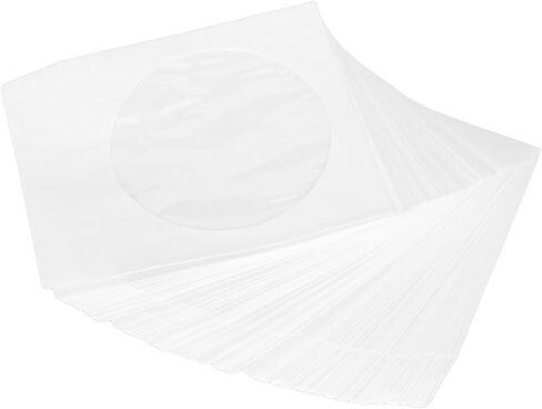 Fydun Premium CD DVD Sleeves with Rear Flap Design - 100Pcs Thick Paper Envelopes 4.7in Discs - Clear Window Easy Sorting and Storage in Saudi Arabia