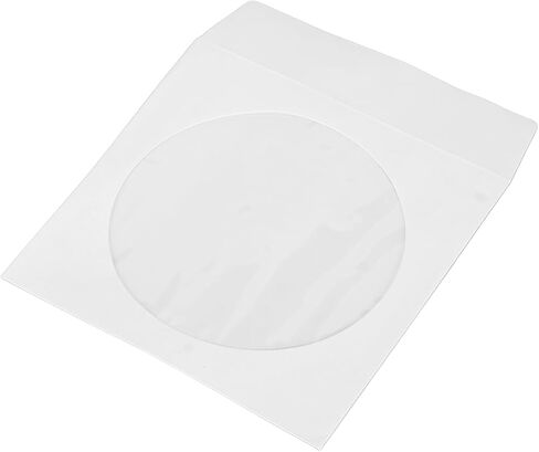 Fydun Premium CD DVD Sleeves with Rear Flap Design - 100Pcs Thick Paper Envelopes 4.7in Discs - Clear Window Easy Sorting and Storage in Saudi Arabia