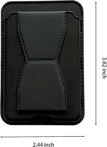 Adhesive Phone Wallet Stand – 3-in-1 Leather Card Holder with Kickstand & Grip, Slim RFID Blocking Wallet Fits iPhone 17/16/15/14/13/12 Series & Android, Holds 3 Cards – Black in Saudi Arabia