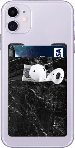 FINCIBO Microfiber Lycra Self-Adhesive Universal Credit Card Holder Wallet for All Smart Mobile Cell Phones, Black Composition Book in Kuwait