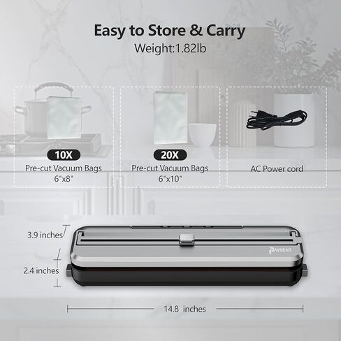 [2025 New] Vacuum Sealer Machine for Food, 4-in-1 Automatic Food Vacuum Sealer for Food Storage with Built-in Cutter & 30 Bags – Airtight Sealing Machine for Meat, Vegetables, Fruits, Snacks in Saudi Arabia