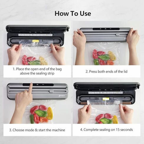 [2025 New] Vacuum Sealer Machine for Food, 4-in-1 Automatic Food Vacuum Sealer for Food Storage with Built-in Cutter & 30 Bags – Airtight Sealing Machine for Meat, Vegetables, Fruits, Snacks in Saudi Arabia
