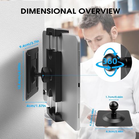 Tablet Wall Mount with 3*Universal Bases，360° Rotating iPad Wall Mount Holder,Compatible with 4.7"-13" iPad Pro Air Mini/Smartphone/eReader/Kindle Fire HD/Galaxy Tab in Saudi Arabia