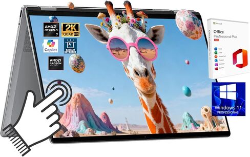 HP OmniBook X Flip 2 in 1 Touchscreen Laptop (Next Gen Envy x360), 16" FHD+ AMD Ryzen AI 7 350, 24GB LPDDR5 1TB SSD, Backlit KB, Win 11 Pro + Office, AI Copilot+ PC +BWE Accessory in Saudi Arabia