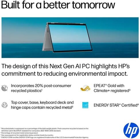 HP OmniBook X Flip 2 in 1 Touchscreen Laptop (Next Gen Envy x360), 16" FHD+ AMD Ryzen AI 7 350, 24GB LPDDR5 1TB SSD, Backlit KB, Win 11 Pro + Office, AI Copilot+ PC +BWE Accessory in Saudi Arabia