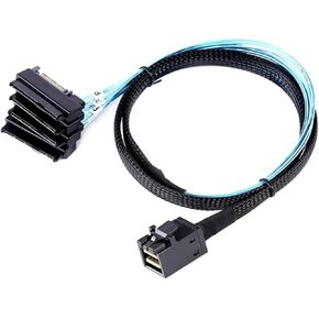 محول كابل الطاقة SATA، 100 سم Mini-SAS HD SFF-8643 إلى 4 موصلات SAS SFF-8482 in Saudi Arabia