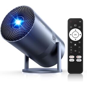 [متوافق مع Netflix/التركيز الكهربائي] جهاز عرض صغير مع واي فاي وبلوتوث - 1080P 4K يدعم جهاز عرض خارجي محمول، جهاز عرض ذكي YOWHICK 270 درجة للأفلام الليلية/السقف/المسرح المنزلي in Kuwait