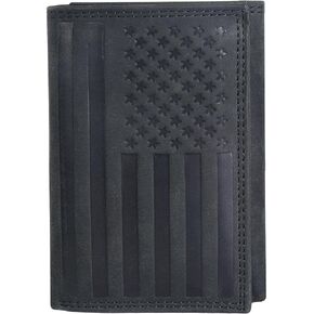 ASAD Leather Slim Everyday Trifold Wallet with ID Window and Multiple Card Slots | Genuine Leather Double Stitched RFID Blocking Stylish | Gift for Him | Black in Kuwait