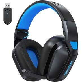 سماعة الألعاب اللاسلكية VK80 - سماعات رأس بلوتوث 2.4 جيجا هرتز مع ميكروفون - صوت ستيريو ثلاثي الأبعاد وعمر بطارية 50 ساعة - لأجهزة PS5، وPS4، وأجهزة الكمبيوتر الشخصية، وأجهزة Mac، والأجهزة اللوحية، والمحولات والهواتف الذكية، أسود أزرق in Kuwait