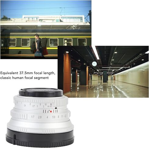 عدسة EBTOOLS 25 مم F1.7 للتركيز اليدوي الثابتة لكاميرا G1 G2 G3 G5 G6 G7 M4/3 بدون مرآة (فضي) in Kuwait