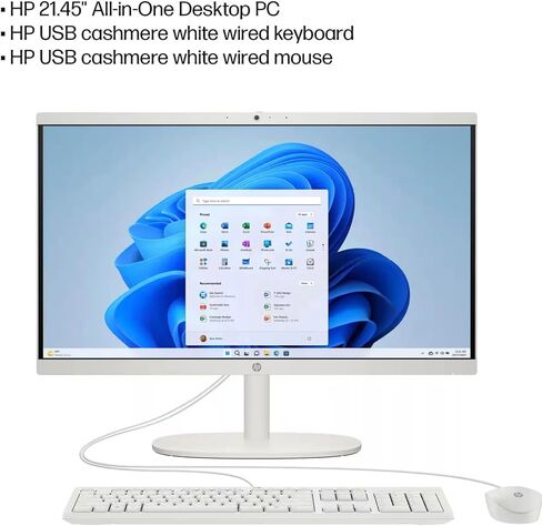 كمبيوتر مكتبي HP الكل في واحد، Windows 11 Pro، 32 جيجا DDR4، 1 تيرابايت SSD، Intel Celeron J4025، 21.5 بوصة FHD مضاد للتوهج، WiFi 6، كمبيوتر منزلي، لوحة مفاتيح وماوس سلكي، أجهزة كمبيوتر الكل في واحد، مع ملحقات in Saudi Arabia