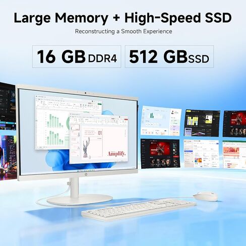 كمبيوتر مكتبي HP الكل في واحد، Windows 11 Pro، 32 جيجا DDR4، 1 تيرابايت SSD، Intel Celeron J4025، 21.5 بوصة FHD مضاد للتوهج، WiFi 6، كمبيوتر منزلي، لوحة مفاتيح وماوس سلكي، أجهزة كمبيوتر الكل في واحد، مع ملحقات in Saudi Arabia