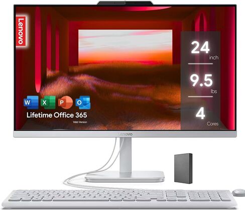 كمبيوتر مكتبي Lenovo الكل في واحد مقاس 24 بوصة بدقة FHD ومزود ببرنامج Office 365 مدى الحياة للويب • ذاكرة وصول عشوائي (RAM) سعة 16 جيجابايت • وحدة تخزين سعة 1 تيرابايت (محرك أقراص SSD سعة 512 جيجابايت مع محرك أقراص خارجي سعة 512 جيجابايت) • معالج Intel 4- in Saudi Arabia
