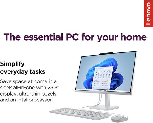 كمبيوتر مكتبي Lenovo الكل في واحد مقاس 24 بوصة بدقة FHD ومزود ببرنامج Office 365 مدى الحياة للويب • ذاكرة وصول عشوائي (RAM) سعة 16 جيجابايت • وحدة تخزين سعة 1 تيرابايت (محرك أقراص SSD سعة 512 جيجابايت مع محرك أقراص خارجي سعة 512 جيجابايت) • معالج Intel 4- in Saudi Arabia