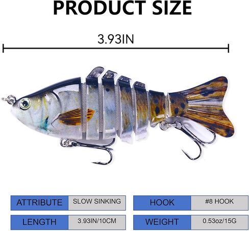 Topwater Swimbait Lures for Bass, Trout, Crappie, Pike, Walleye - Lifelike Action Freshwater Saltwater Artificial Fishing Bait with Storage Box in Saudi Arabia