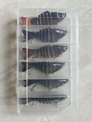 Topwater Swimbait Lures for Bass, Trout, Crappie, Pike, Walleye - Lifelike Action Freshwater Saltwater Artificial Fishing Bait with Storage Box in Saudi Arabia
