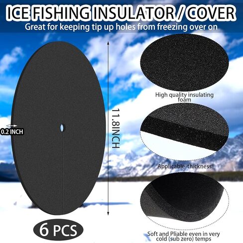 6 Pcs Ice Fishing Hole Covers 12 Inch Insulator Accessories Insulated Ice Tip Ups Hole Cover Lid for Winter Fish Houses Equipment in Kuwait