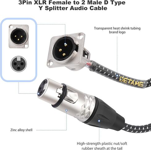 2 قدم D نوع XLR كابل لوحة التصحيح، صندوق المسرح 3 دبوس D- نوع ذكر إلى أنثى XLR يمر عبر الكابل، لوحة التصحيح، كابل صوت صندوق الأرضية - متضمن مع براغي تثبيت - قطعتان in Kuwait