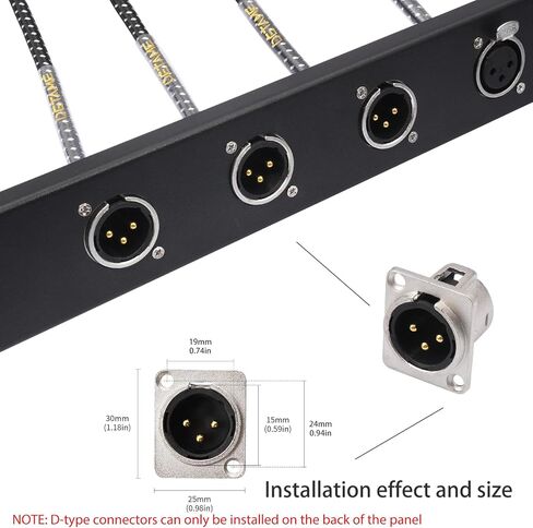 2 قدم D نوع XLR كابل لوحة التصحيح، صندوق المسرح 3 دبوس D- نوع ذكر إلى أنثى XLR يمر عبر الكابل، لوحة التصحيح، كابل صوت صندوق الأرضية - متضمن مع براغي تثبيت - قطعتان in Kuwait