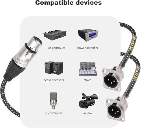 2 قدم D نوع XLR كابل لوحة التصحيح، صندوق المسرح 3 دبوس D- نوع ذكر إلى أنثى XLR يمر عبر الكابل، لوحة التصحيح، كابل صوت صندوق الأرضية - متضمن مع براغي تثبيت - قطعتان in Kuwait