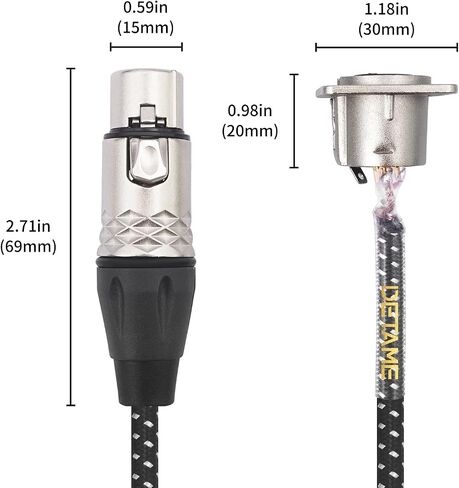 2 قدم D نوع XLR كابل لوحة التصحيح، صندوق المسرح 3 دبوس D- نوع ذكر إلى أنثى XLR يمر عبر الكابل، لوحة التصحيح، كابل صوت صندوق الأرضية - متضمن مع براغي تثبيت - قطعتان in Kuwait