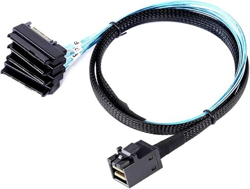 SATA Power Cable Adaptor, 100cm Mini-SAS HD SFF-8643 to 4 SAS SFF-8482 Connectors in Saudi Arabia