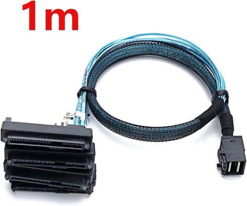 SATA Power Cable Adaptor, 100cm Mini-SAS HD SFF-8643 to 4 SAS SFF-8482 Connectors in Saudi Arabia