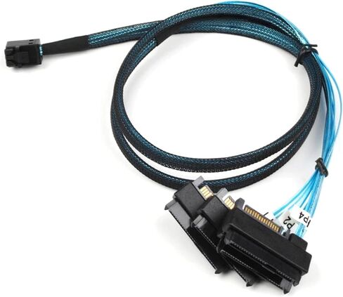 SATA Power Cable Adaptor, 100cm Mini-SAS HD SFF-8643 to 4 SAS SFF-8482 Connectors in Saudi Arabia