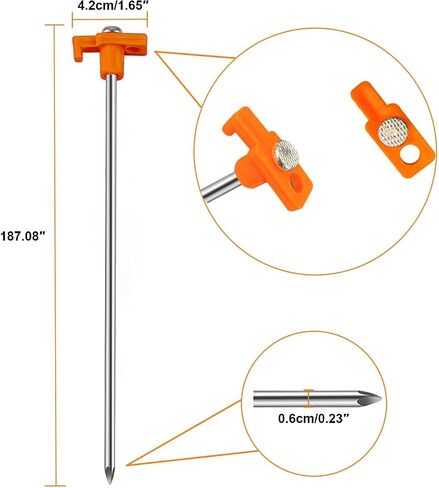 4PCS Camping Tents Stakes Heavy Duty, 7.1Inch Metal Tent Pegs for Camping Garden Hiking Beach Sand, T-Shaped Ground Stakes Spikes for Outdoor, Orange in Saudi Arabia