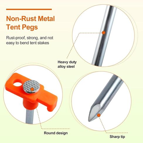 4PCS Camping Tents Stakes Heavy Duty, 7.1Inch Metal Tent Pegs for Camping Garden Hiking Beach Sand, T-Shaped Ground Stakes Spikes for Outdoor, Orange in Saudi Arabia