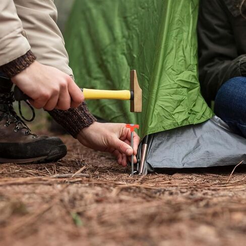 4PCS Camping Tents Stakes Heavy Duty, 7.1Inch Metal Tent Pegs for Camping Garden Hiking Beach Sand, T-Shaped Ground Stakes Spikes for Outdoor, Orange in Saudi Arabia
