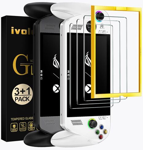عبوتان من واقي الشاشة ivoler متوافق مع ASUS ROG Ally Gaming Handheld 7 بوصة 2023 مع أداة إطار المحاذاة، طبقة حماية من الزجاج المقسى - بدون فقاعات هواء - صلابة فائقة المقاومة 9H in Kuwait