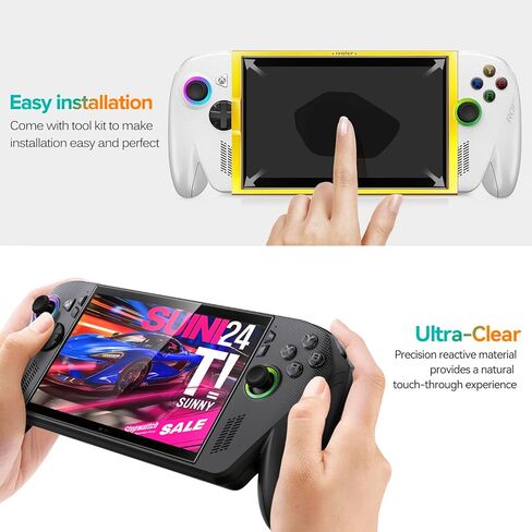 عبوتان من واقي الشاشة ivoler متوافق مع ASUS ROG Ally Gaming Handheld 7 بوصة 2023 مع أداة إطار المحاذاة، طبقة حماية من الزجاج المقسى - بدون فقاعات هواء - صلابة فائقة المقاومة 9H in Kuwait