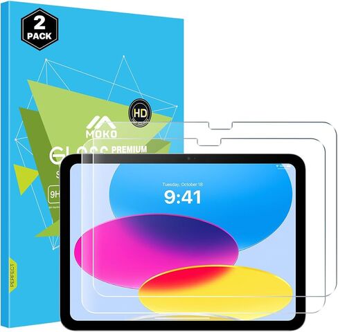 واقي شاشة MoKo مكون من قطعتين لجهاز iPad الجيل الحادي عشر (A16) 11 بوصة 2025، iPad الجيل العاشر 10.9 بوصة 2022، طبقة زجاجية مقواة بحافة مستديرة مضادة للخدش مع صلابة 9H وحساسية قوية، شفاف in Saudi Arabia