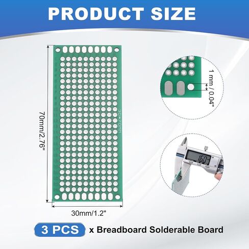MECCANIXITY 2 قطعة لوح تجارب قابل للحام 100 مم × 70 مم لوحة PCB للدائرة الخضراء مزدوجة الجوانب مطلية بالقصدير لوحة نموذج PCB للنماذج الأولية للإلكترونيات، مشاريع الدوائر اليدوية in Kuwait