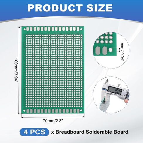 MECCANIXITY 2 قطعة لوح تجارب قابل للحام 100 مم × 70 مم لوحة PCB للدائرة الخضراء مزدوجة الجوانب مطلية بالقصدير لوحة نموذج PCB للنماذج الأولية للإلكترونيات، مشاريع الدوائر اليدوية in Kuwait