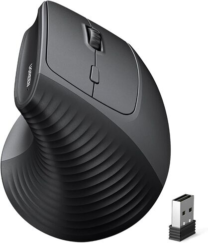UGREEN 2.4G & Bluetooth Mouse ماوس لاسلكي عمودي مريح لنظام التشغيل Windows/Mac OS إلخ. 1000/1600/2000/4000 نقطة لكل بوصة، 6 أزرار (2.4G + BT 5.4) in Kuwait
