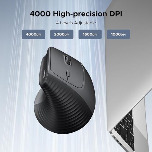 UGREEN 2.4G & Bluetooth Mouse ماوس لاسلكي عمودي مريح لنظام التشغيل Windows/Mac OS إلخ. 1000/1600/2000/4000 نقطة لكل بوصة، 6 أزرار (2.4G + BT 5.4) in Kuwait