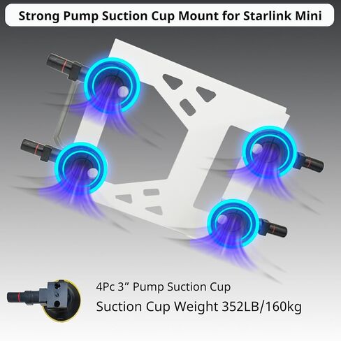 حامل كأس شفط معدني قوي متوافق مع Starlink Mini - كوب شفط عالي التحمل مقاس 3 بوصات للسيارة/RV/القارب - حامل آمن ومقاوم للطقس ومقاوم للاهتزاز لإشارة الأقمار الصناعية المستقرة in Kuwait