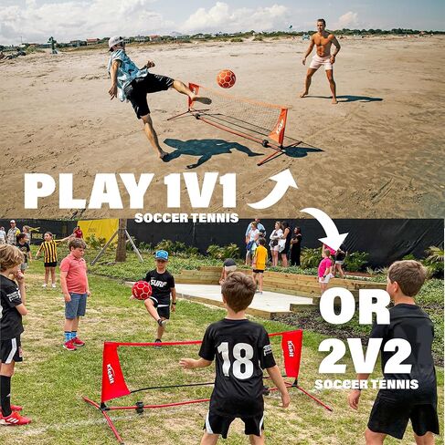 The Original KICKIT Inferno LED Soccer Tennis Game | Where Light-Up Soccer Meets Tennis | Portable 6.5' Wide x 2' high Net & Kickit Soccer Tennis Ball | Play Outdoors, Indoors, Backyard or Beach in Saudi Arabia