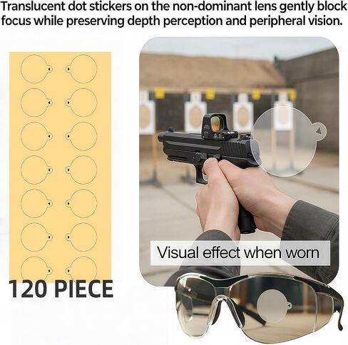 Shooting & Hunting Glasses Patches - 120 Pack 20mm Semi-Transparent Dots to Fix Cross Eye Dominance, Improve Aim & Maintain Peripheral Vision for Target Practice, Archery & Hunting in Saudi Arabia