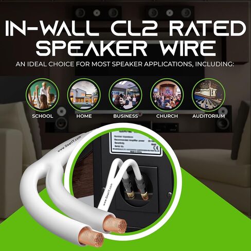 سلك مكبر صوت GearIT x2 10ft 14AWG Y وx1 10ft 12AWG مضفر Y - أطراف مطلية بالذهب أسود - نحاس خالي من الأكسجين (OFC) أبيض in Saudi Arabia