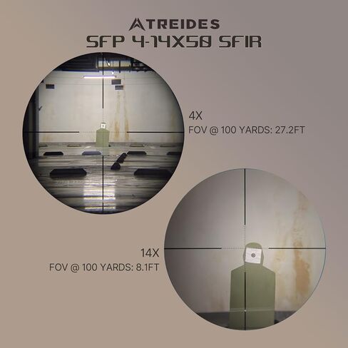منظار بندقية الصيد ATREIDES 4-14X50 SFIR SFP، بصريات أنبوب الكثبان الرملية 30 مم مع حلقات نطاق السكك الحديدية 20 مم in Kuwait