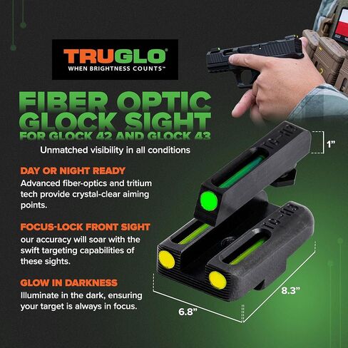 TruGlo الألياف البصرية مسدس غلوك مسدس الليزر البصر الملحقات مع نظام التصويب TRIDOT، الجبهة الخضراء والخلفية الصفراء (2 حزمة) in Kuwait
